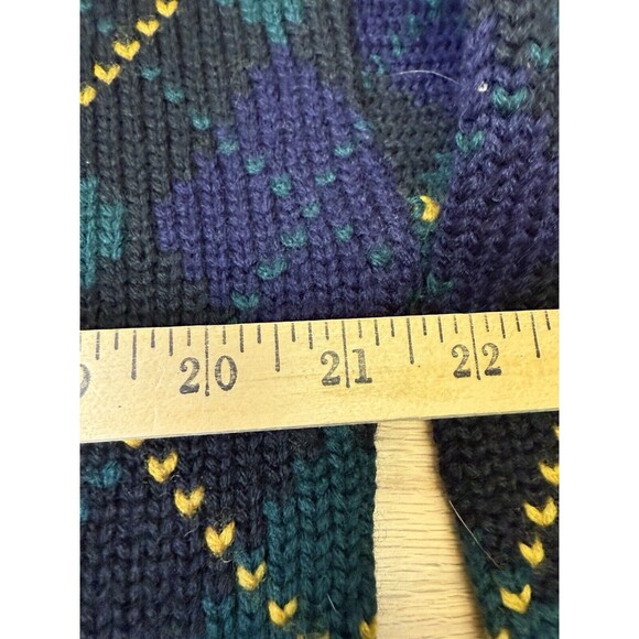 Embassy Row Sweater Men Large Pullover Wool Knit Argyle Vintage Blue Green - Picture 7 of 10
